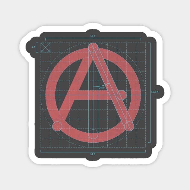 anarchist symbol - on 'black' Magnet by BrownWoodRobot