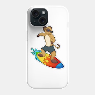 Meerkat as Surfer with Surfboard Phone Case