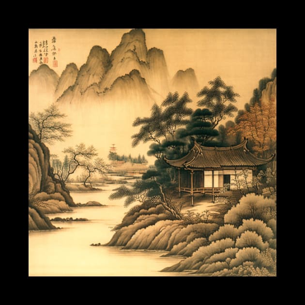 Chinese painting Mountains by KAWAIIBYHM