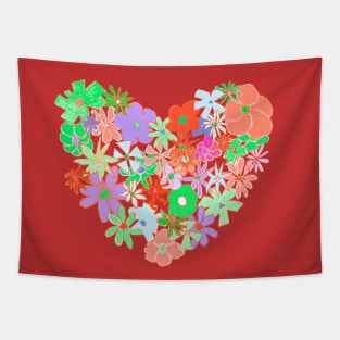 Flower power heart design Tapestry