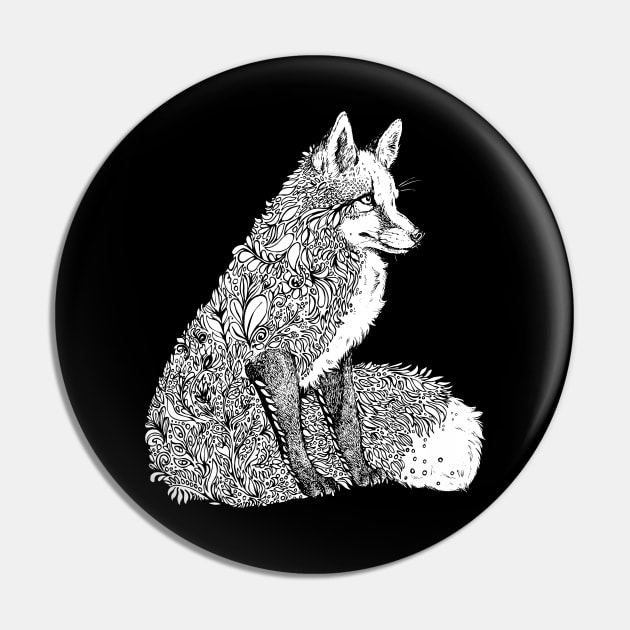 Fox Garden - Black Lineart Pin by Plaguedog