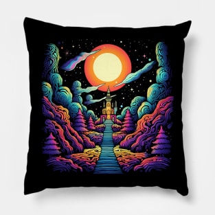 Stairway to Heaven - Psychedelic Castle Art Pillow