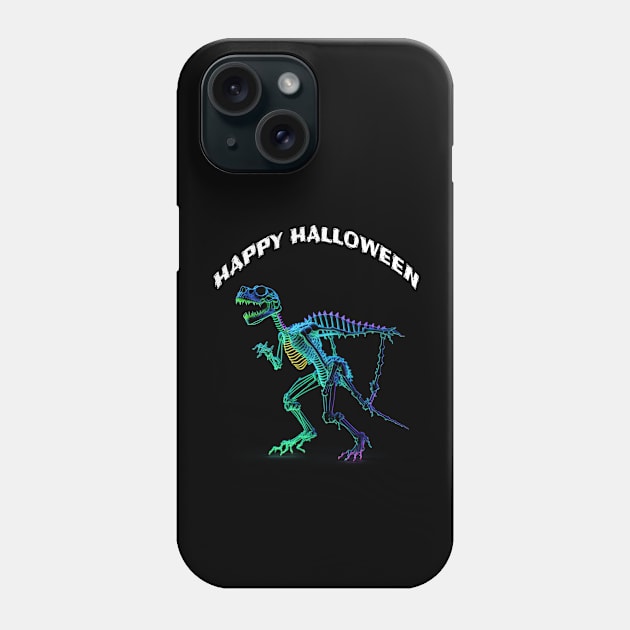 A Colorful Holographic  Dinosaur Skeleton in halloween Phone Case by halazidan