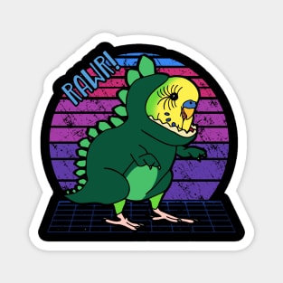 Aesthetic Vaporwave Yellow green budgie Dinosaur Doodle Magnet