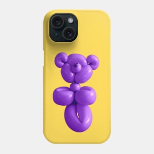 Purple teddy bear balloon on yellow Phone Case