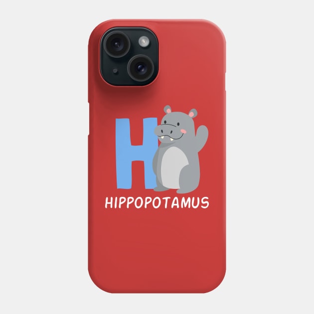 Alphabet H Hippopotamus Funny Phone Case by Kids series