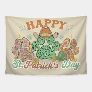 Dog Lover Happy St Patricks Day Paw Print Lucky Shamrock Irish Tapestry