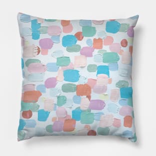 Light Blue, Mint Pink and Mauve - I Love To Paint Aesthetic Pastel Paint Brush Strokes Pillow