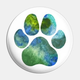 Green and Blue Paw Print Pin