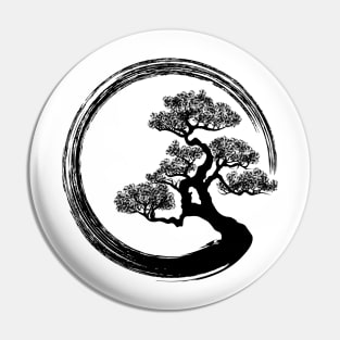 Enso Zen Circle and Bonsai Tree Pin