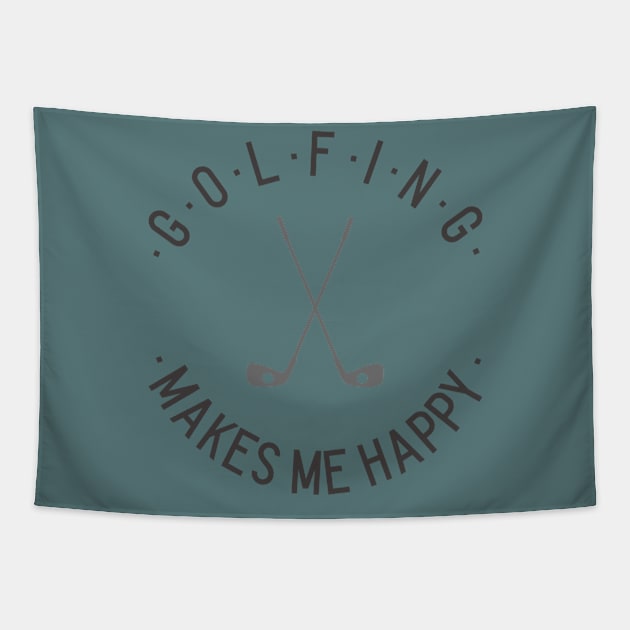 Golfing makes me happy Tapestry by Fun Graffix!