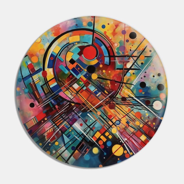 Colorful Music Geometric Abstract Painting Pin by Blue Planet Boutique