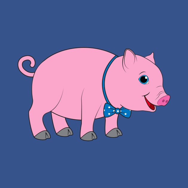 Cute Cartoon Pig in a Bow Tie by PenguinCornerStore