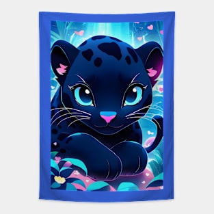 Cute Kawaii baby black panther Tapestry