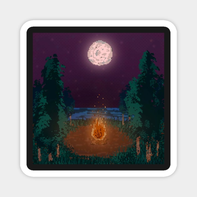 Pixel Campfire Magnet by taoistviking