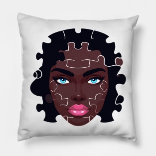 Afrocentric Woman Face Puzzle Pillow