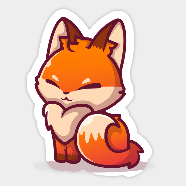 Cute Fox Sitting - Fox - Sticker