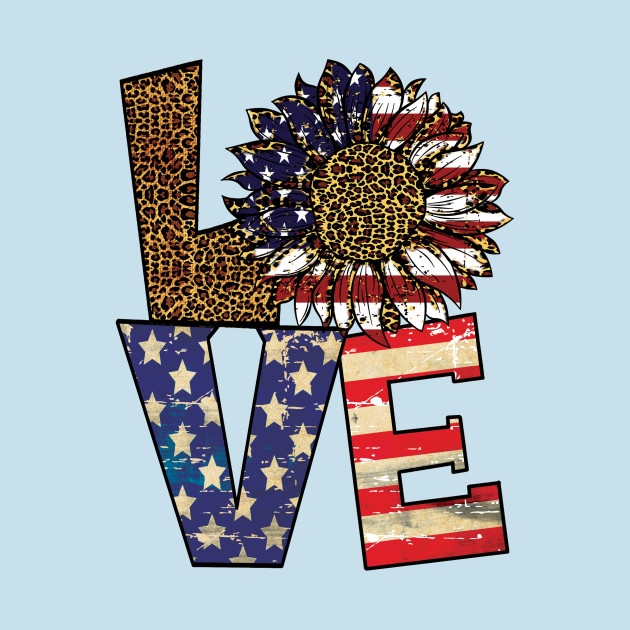 Disover Leopard Love America, designed - Leopard Love America Designed - T-Shirt