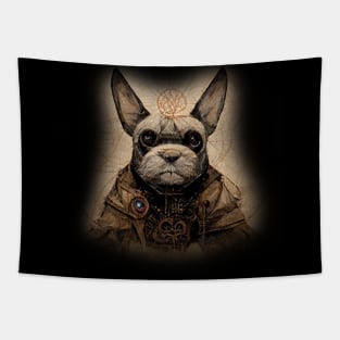 French Bulldog Surreal Steampunk Artwork, Dog Lover Tapestry