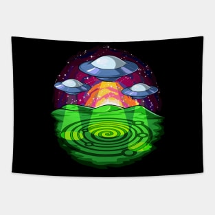 Alien Abduction Crop Circles Tapestry