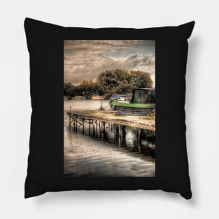 Narrow Boat and Jetty HDR Pillow