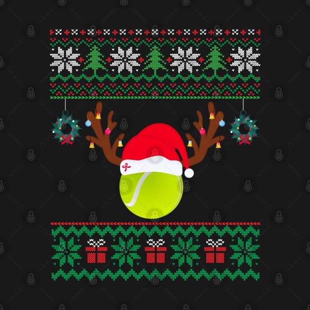 Reindeer Santa Hat Tennis Ball Christmas Tennis Player by tasnimtees