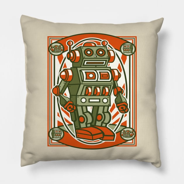 Vintage Robot Pillow by CRD Branding