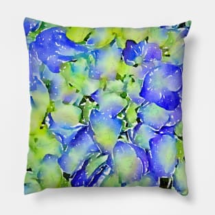 Blue Cape Cod hydrangea pattern Pillow