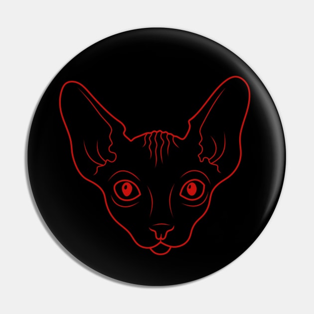 Red Devil Sphynx cat Pin by ArtFork