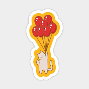 Cat Fly With Balloons Magnet