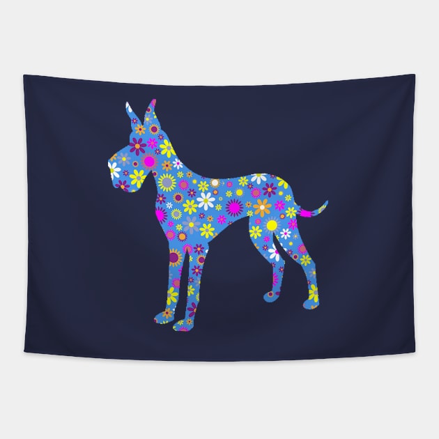 Cute Great Dane Flower Dog Lover Gift Ideas Tapestry by Cartba