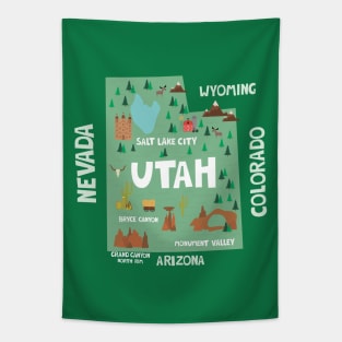 Utah State USA Illustrated Map Tapestry