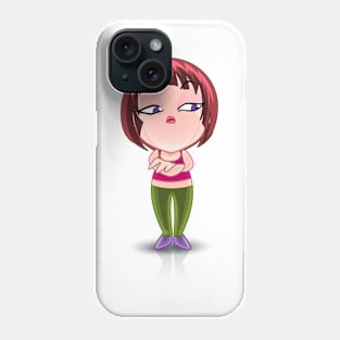 short hair beautiful girl cartoon character for young kids Phone Case