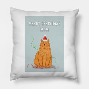 Ginger Cat Mum Christmas Illustration Pillow