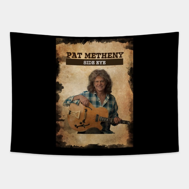 Vintage Old Paper 80s Style Pat Metheny // Side EYE Tapestry by Madesu Art