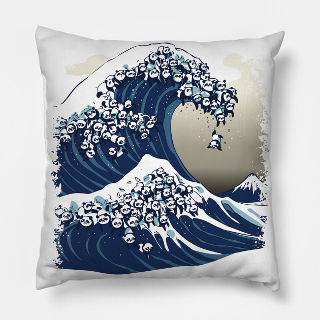 The Great Wave of Panda Pillow by huebucket