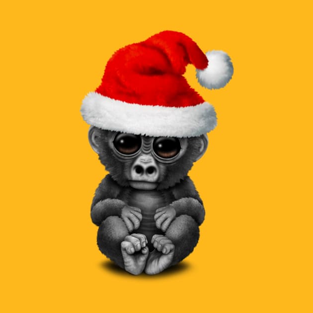 Baby Gorilla Wearing a Santa Hat by jeffbartels