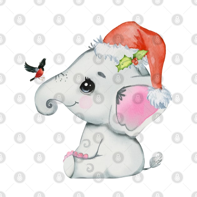 Animal Best Friends Christmas Baby Elephant by Royal7Arts