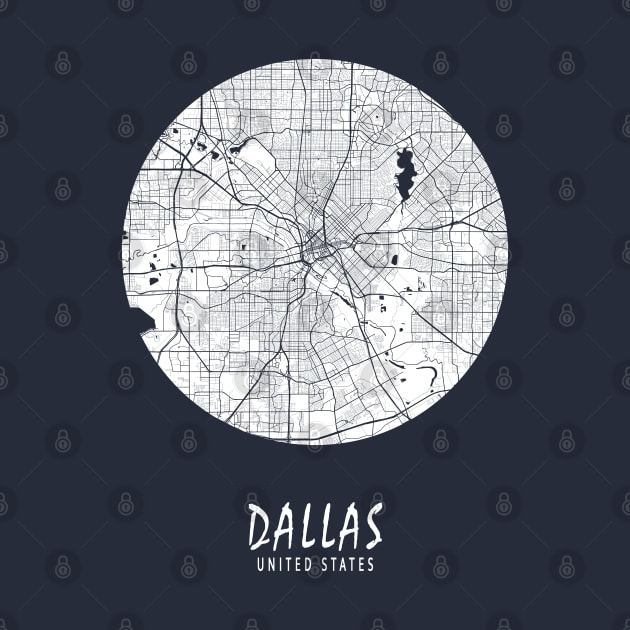Dallas, Texas, USA City Map - Full Moon by deMAP Studio