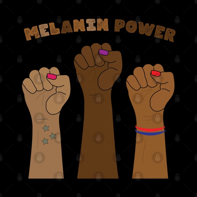 Melanin Power Raised Fists by blackartmattersshop