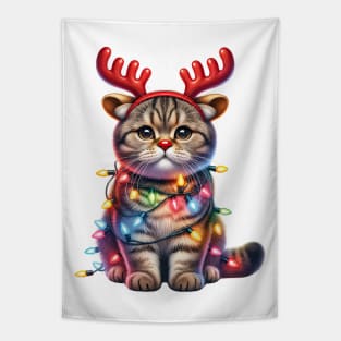 Christmas Red Nose Scottish Fold Cat Tapestry