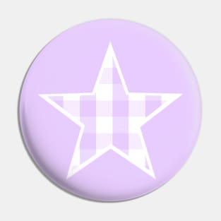 Soft Purple and White Buffalo Plaid Star Pin