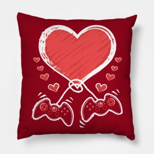 Video Gamer Heart Controller Valentines Day Pillow