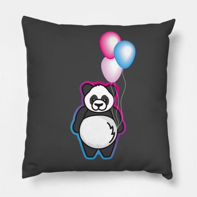 Pandaloons - Panda Bear with balloons Pillow by Vin Zzep