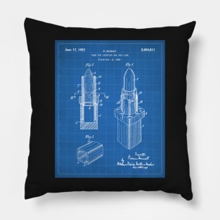 Lipstick Patent - Makeup Artist Beauty School Art - Blueprint Pillow