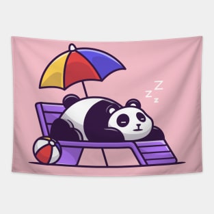 Cute Panda Sleeping On Beach Bench Tapestry