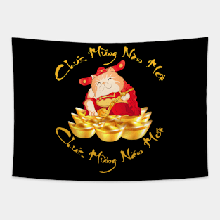 Chuc Mung Nam Moi Happy Vietnamese Lunar New Year 2023 Cat Tapestry