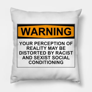 WARNING: YOUR PERCEPTION OF REALITY MAY BE DISTORTED BY RACIST AND SEXIST SOCIAL CONDITIONING Pillow