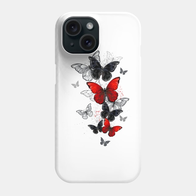Flying Black and Red Morpho Phone Case by Blackmoon9
