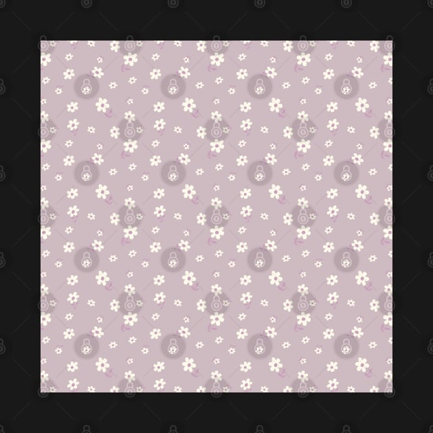 DITSY PRAIRIE VINTAGE RETRO FLORALS AND FLOWERS LILAC MAUVE WHITE GREEN by blomastudios